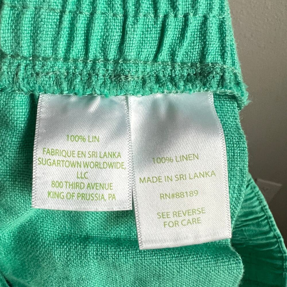 Lilly Pulitzer Green Lilo 4" Linen Shorts Women's M Pull On Palm Beach Chic - Picture 6 of 7